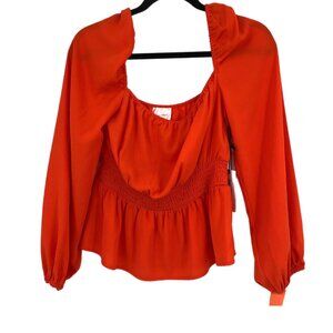 Line & Dot Orange Basic Blouse | Timeless Classic Pullover